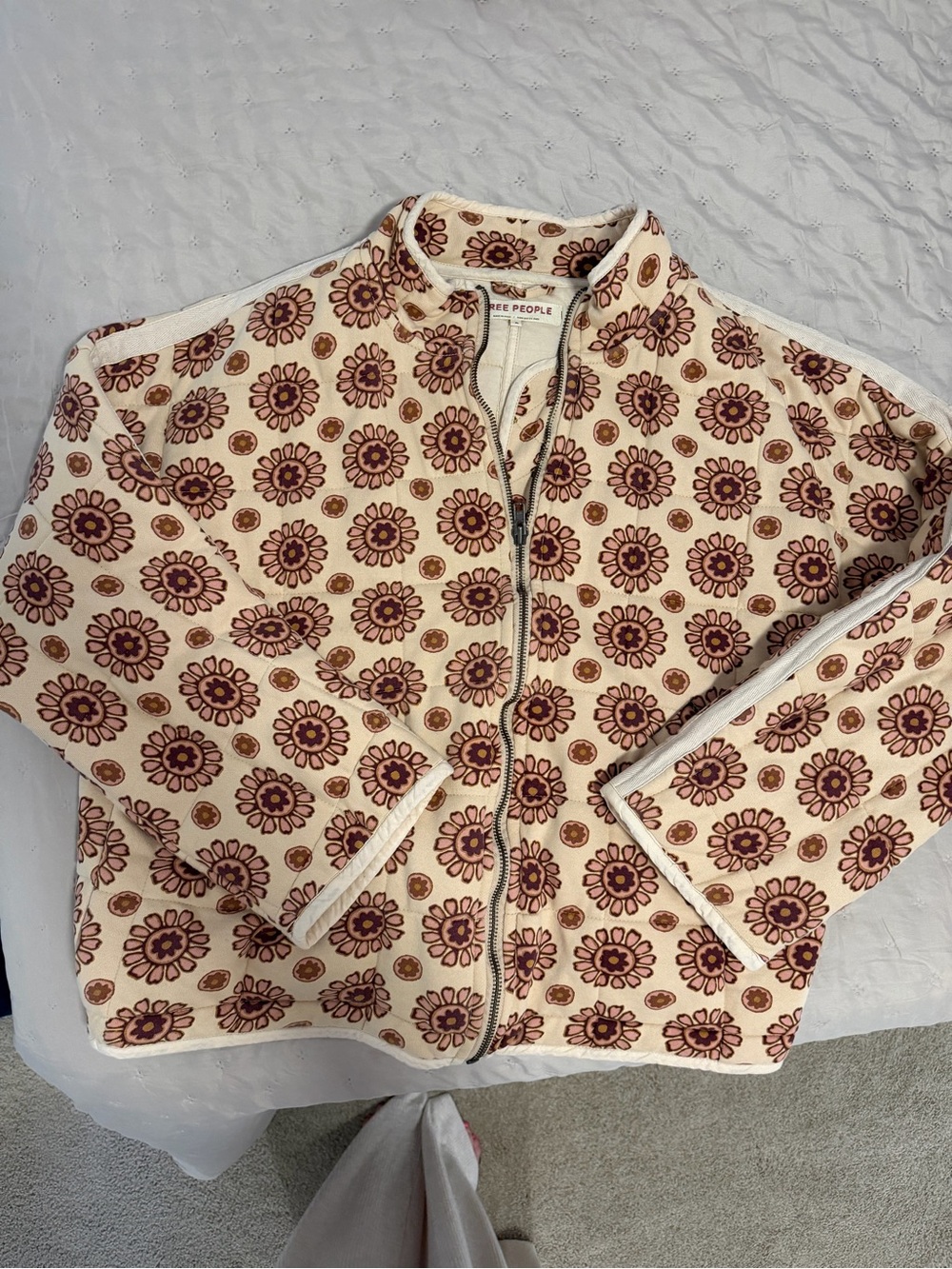 Free People Dolman Quilted Printed Flower Jacket